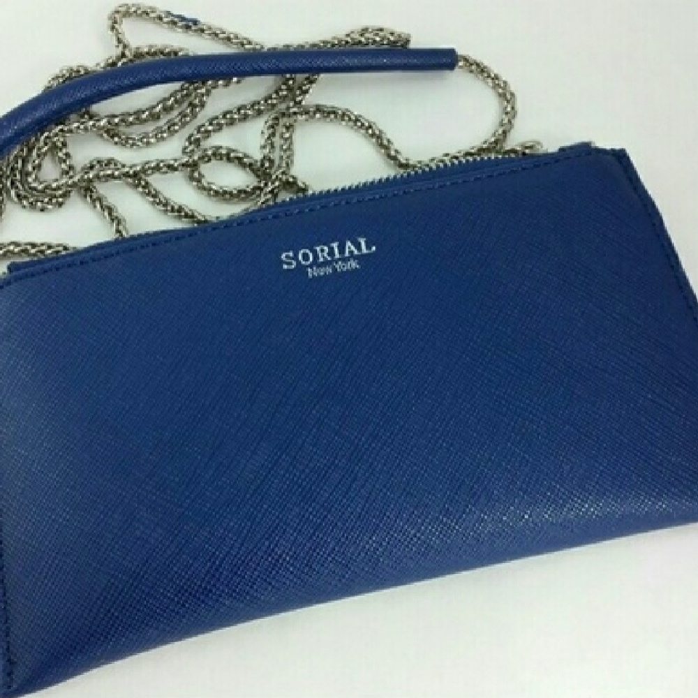 Vegan Cobalt Blue Sorial Wallet on a Chain